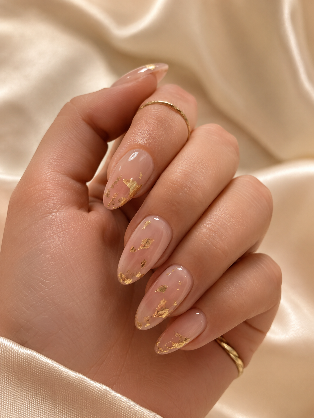 Gold Foil Gel Nails